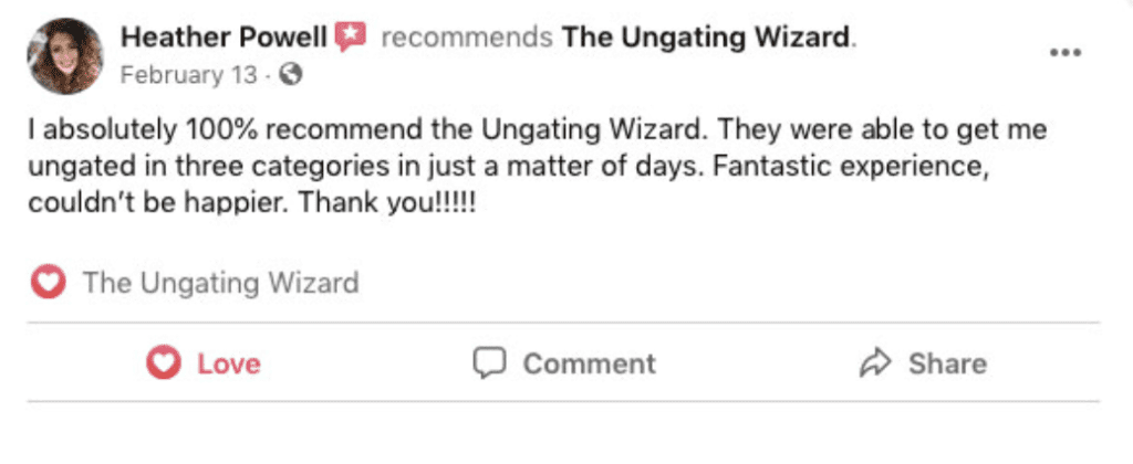 Heather Powell user is recommends the ungating wizard